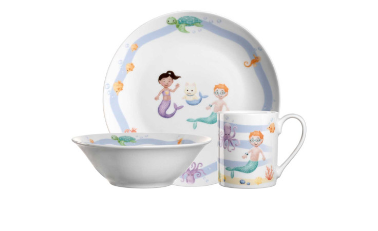Kindergeschirr Meer 3tlg., in einer mehrfarbigen Ausführung