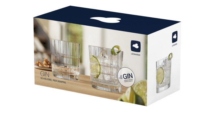 Leonardo Gingläser-Set 2 tlg., 360 ml, transparent, jeweils 18 cm hoch - ideal für Gin, Eis & Limette.