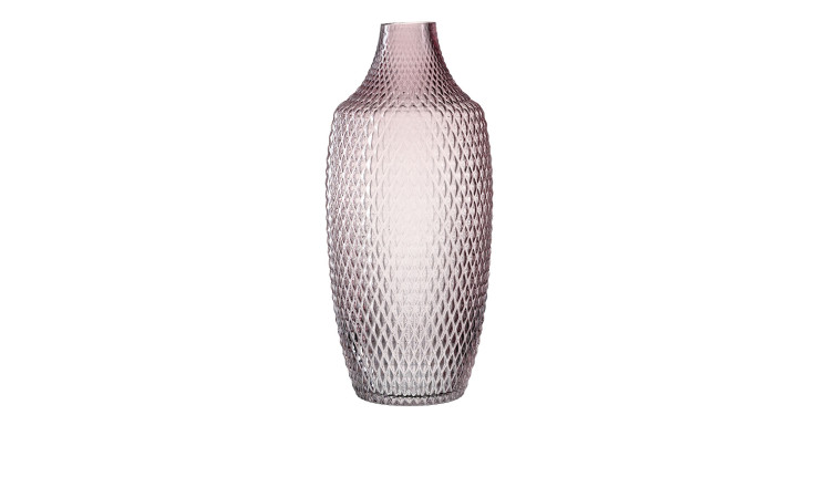 Vase Poesia 40 cm von Leonardo aus zart violettem Glas mit Diamantmuster-perfekt für elegante Dekorationen.