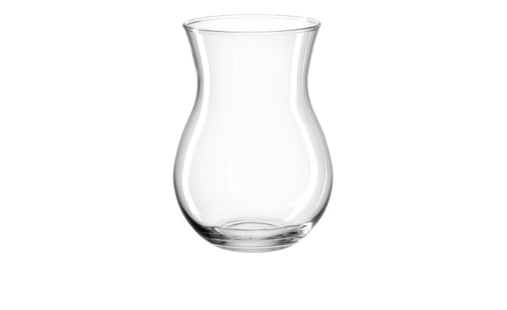 Vase Casolare 22 cm von Leonardo: Transparent mit weitem, rundem Boden und schmaler Öffnung auf weißem Hintergrund.