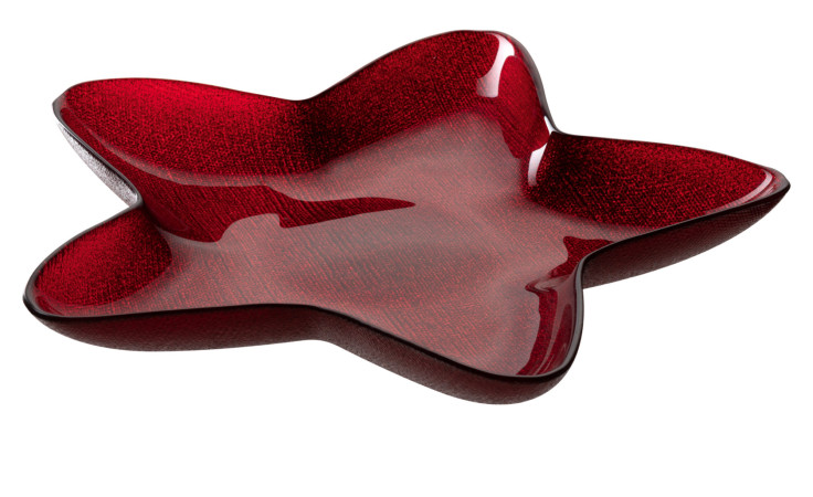 Sternschale Autentico 29cm aus rotem Kalk-Soda-Glas in einer Sternform.