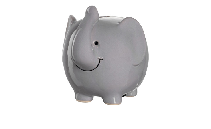 Das Leonardo Spardose Bambini 11,5 cm ist ein elefantenförmiges Keramiksparschwein auf weißem Hintergrund.
