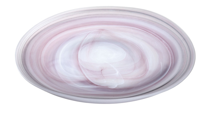 Zartes, pastellfarbenes und weißes Wirbelmuster, das an marmorierte Kunst auf dem 26 cm großen Teller von Leonardo Teller Casolare erinnert.