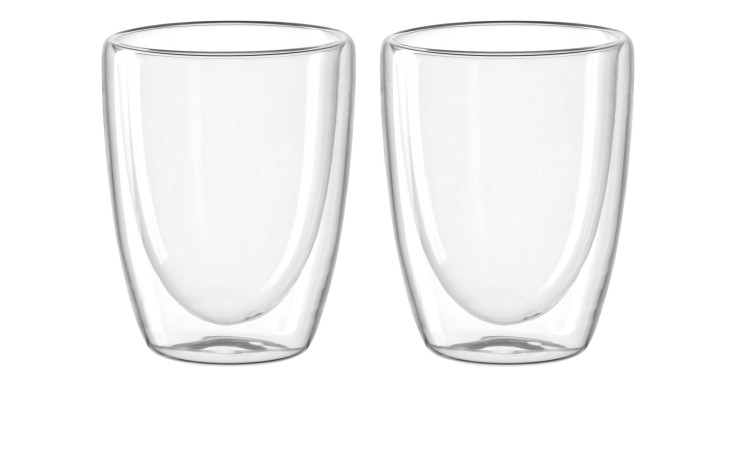 Zwei Leonardo Doppelwandbecher-Set DUO 2 tlg. 300 ml Becher stehen nebeneinander auf einem weißen Hintergrund.