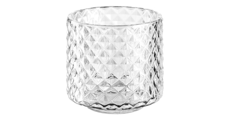 Leonardo Tischlicht Poesia 10 cm Glasbecher mit Rautenstruktur, abgebildet auf einem weißen Hintergrund.