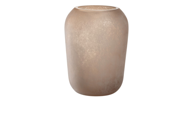 Die Leonardo Vase Trogolo 22 cm hat ein beigefarbenes, abgerundetes Design und eine weite Öffnung, die sich perfekt zur Dekoration eignet.
