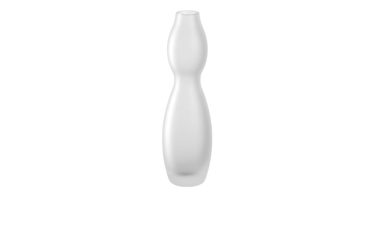 Leonardo Vase Vivace 25 cm hoch, transparentes Glas mit Sanduhrform und schmaler Öffnung auf weißem Grund.