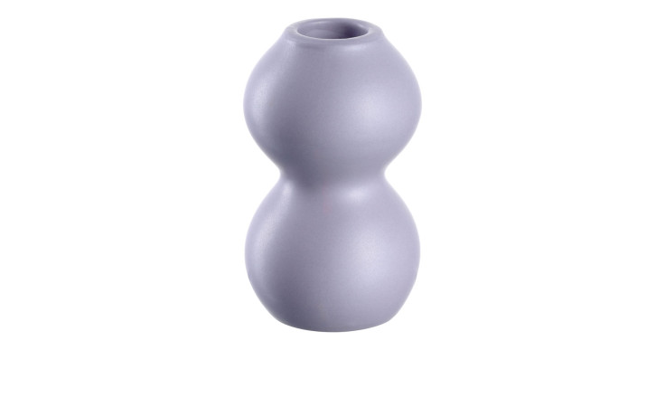 Die Leonardo Leuchter Vivace 11 cm ist eine glatte, lilafarbene Keramikvase mit einer doppelt gebogenen Sanduhrform.
