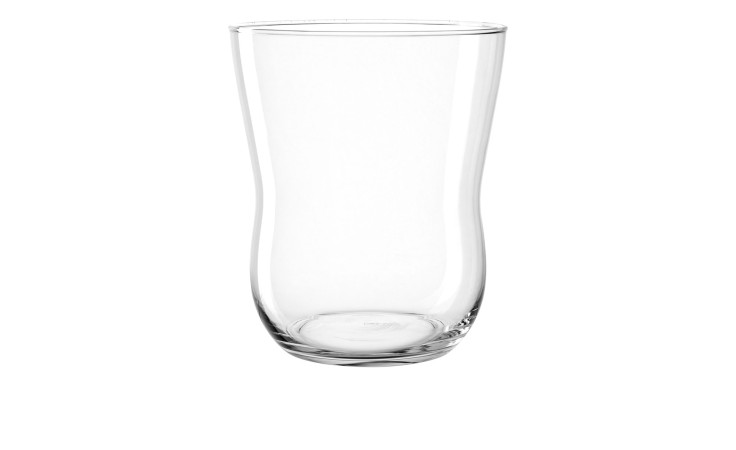 Das Leonardo Windlicht Vita 24,5 cm ist ein transparentes Glas mit einer sanften Wölbung, das sich vor einem weißen Hintergrund zeigt.