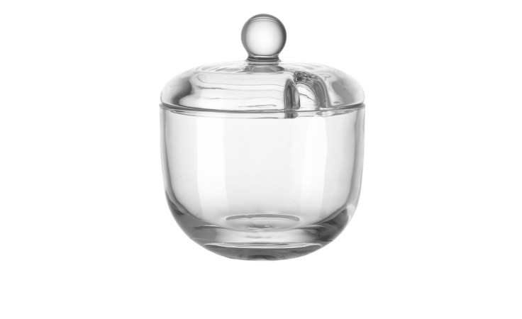 Leonardo Zuckerdose Delight, 10,5 cm hoch, mit rundem Deckel und Knauf, auf weißem Hintergrund.