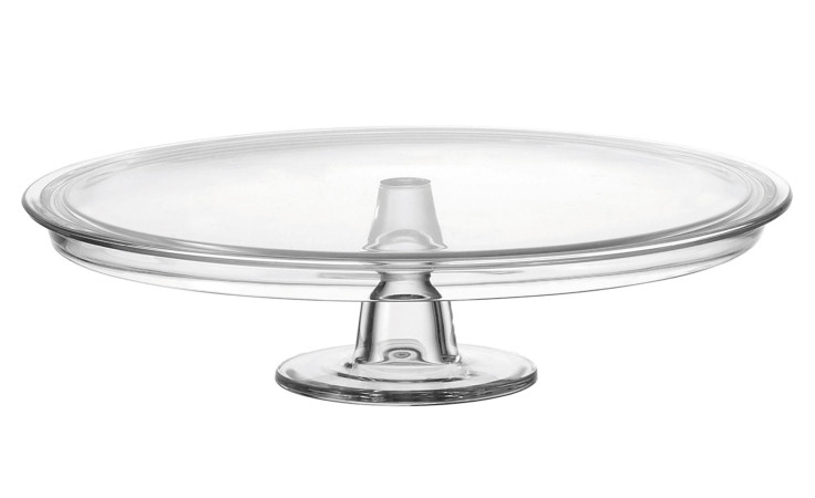 Leonardo Tortenplatte Ciao 33 cm: Tortenständer aus transparentem Glas mit runder flacher Platte und kurzem Sockel.