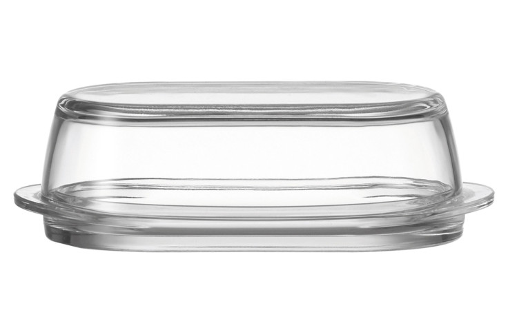 Leonardo Butterdose Ciao-transparente Butterdose aus Glas mit Deckel, perfekte Größe für Ihren Tisch, abgebildet auf weißem Hintergrund.