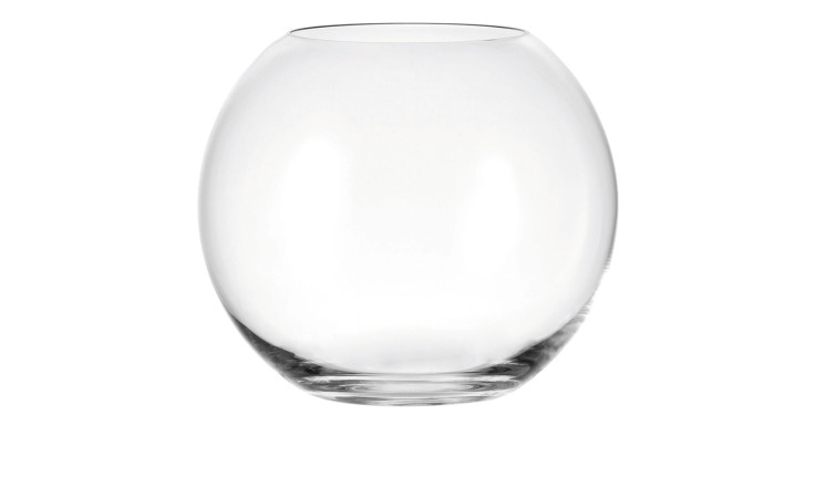 Die Leonardo Kugelvase Boccia 20 cm ist eine transparente Glasvase mit breitem Körper und schmaler Öffnung, abgebildet auf Weiß.