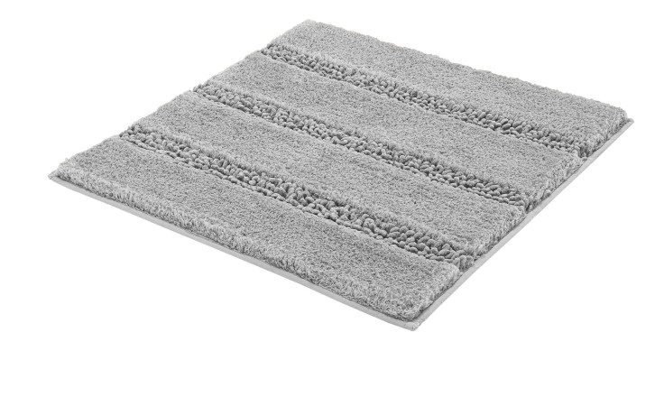 Badteppich Monrovia in der Farbe Grau und in der Größe von 60 x 60 cm. 