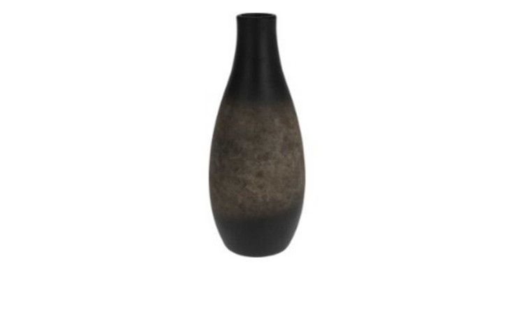 Vase 25 cm: Hohe, schlanke braune Vase mit schwarz-grauem Farbverlauf, mattiert. Höhe: 25 cm.