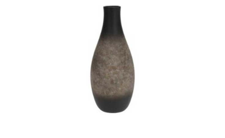 Die Vase 33 cm ist eine hohe, schlanke Keramikvase in Braun mit einer dunkel-melierten Oberfläche, ideal für die Dekoration.