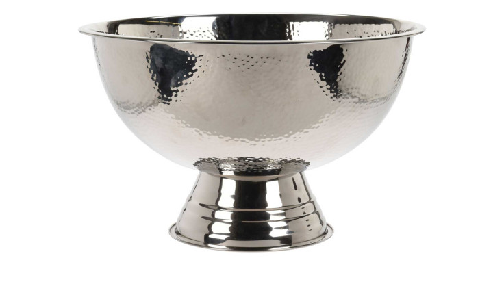 Große, silbergehämmerte Schale 39 x 24 cm mit breitem Rand und kurzem Fuß - perfekt für stilvolle Dekorationen.