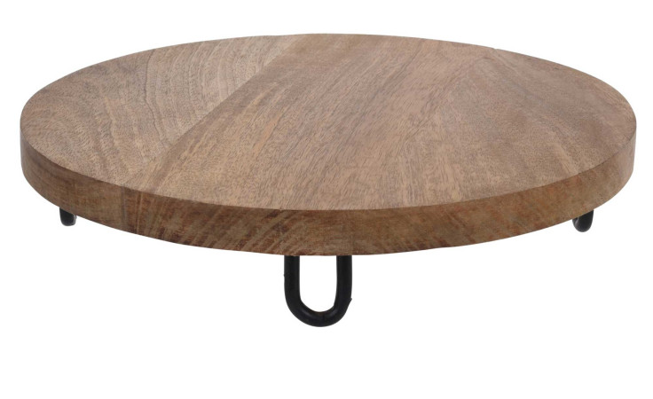 Serviertablett 29 x 6 cm mit drei kurzen schwarzen Metallbeinen, ideal für stilvolle Dekoration.