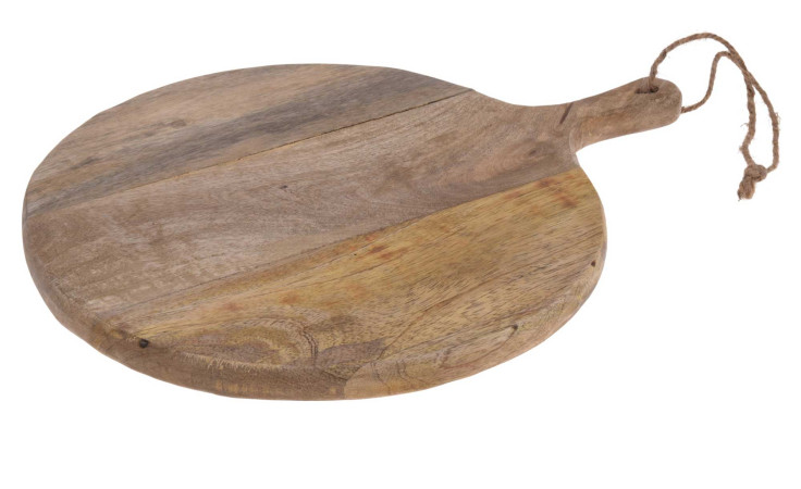Tablett 40 x 30 cm aus Holz mit Griff und Seil - stilvolles Zubehör in Naturfarben für deine Küchendeko.