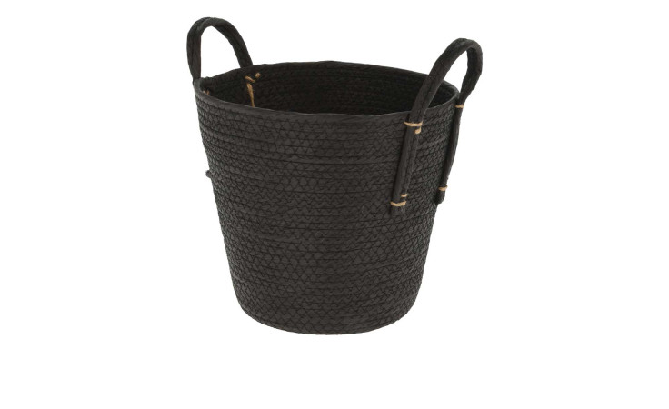 Korb mit Griffen 25 x 24 cm, dunkelbraun, steht aufrecht vor weißem Hintergrund.