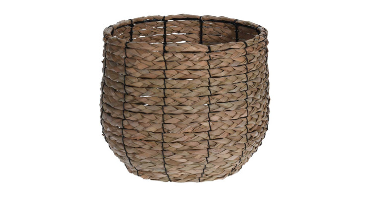 Runder Korb 25 x 24 cm aus Naturfasern, braun, mit weiter Öffnung; Zubehör nicht enthalten.