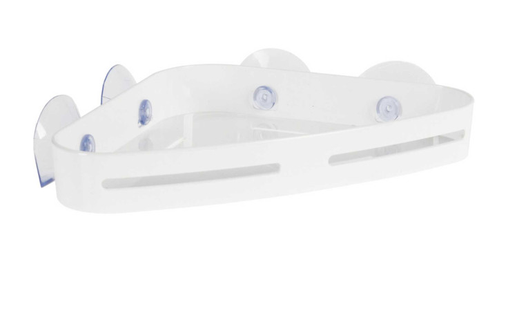 Badezimmerregal 23 cm, weißes Eckregal mit Saugnäpfen - praktisch für Bad oder Küche.