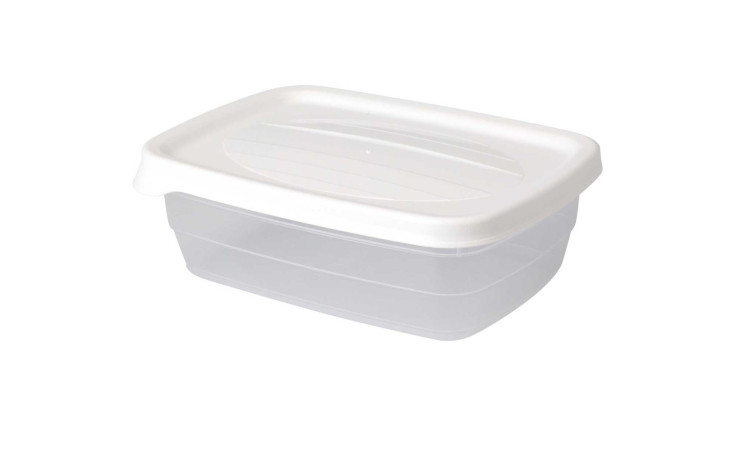 Vorratsdosen 3er Set 300 ml: Transparenter Polypropylenbehälter mit weißem Deckel, abgebildet auf einfarbig weißem Hintergrund.