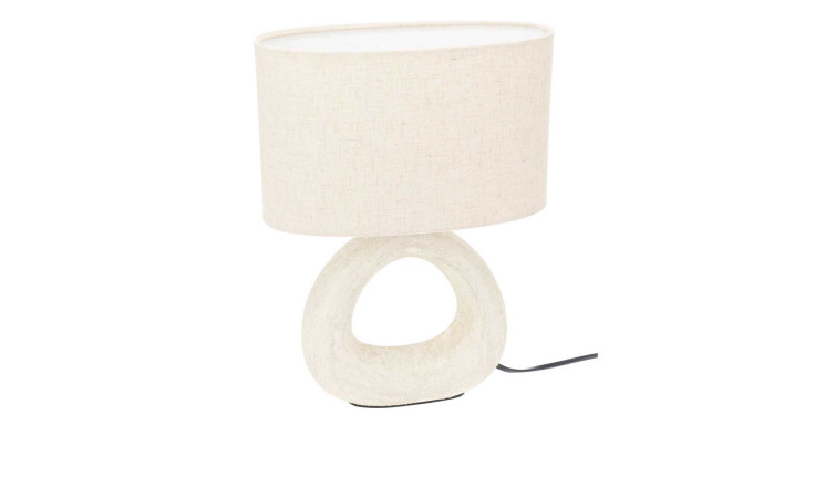 Tischleuchte 26 x 33,5 cm: Beigefarbene Tischleuchte mit ovalem Leinenschirm und Keramikfuß - ideal für jeden Raum.