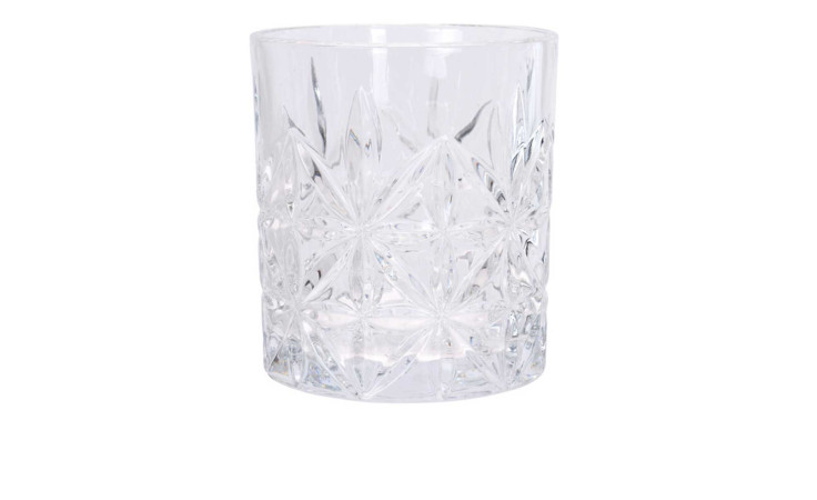 Das Trinkglas-Set 4 tlg. 230 ml besteht aus klaren Bechern mit einem geometrischen Schliffmuster in Farbe Klar.