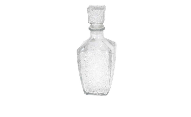 Whiskyflasche 900 ml mit eckigem Verschluss und geprägtem Design - perfekt für stilvolle Deko oder Zubehör.