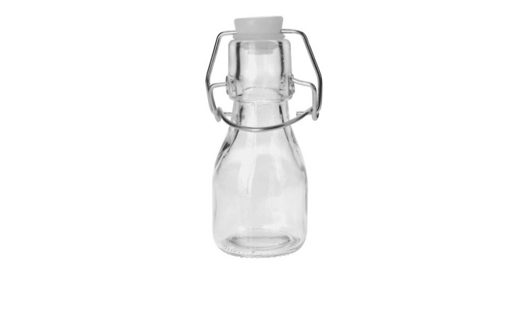 Bügelverschlussflasche 75 ml mit Bügelverschluss und weißem Stopfen - ideal als Dekoration oder stilvolles Accessoire.