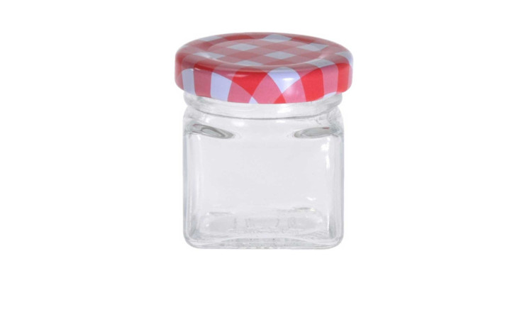 Vorratsdosen-Set 5 tlg. mit rot-weiß kariertem Deckel - ideal als Dekoration oder praktisches Zubehör.