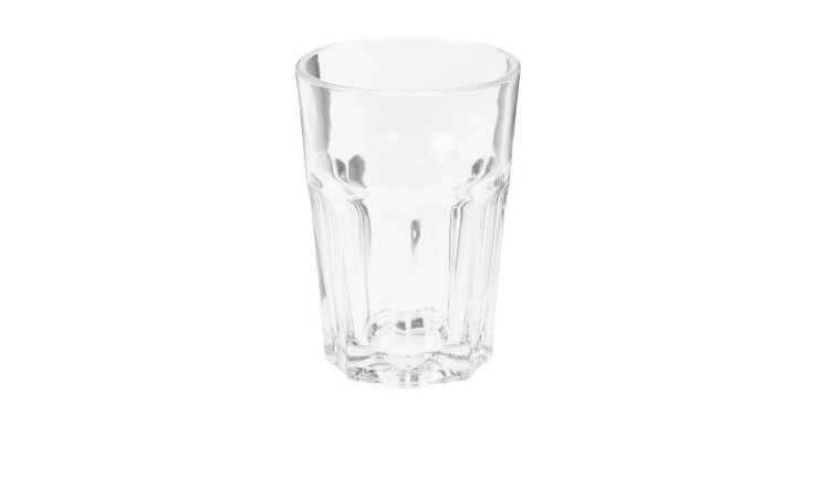 Trinkglas-Set 4 tlg., 360 ml - ideal als Dekoration oder praktisches Zubehör, stehend auf weißem Hintergrund.