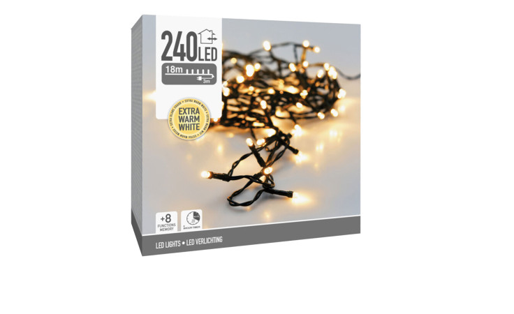 LED-Lichterkette 240 LEDs, 18m lang in Schwarz - extra warmweiß, perfekt als stilvolle Deko für dein Zuhause.