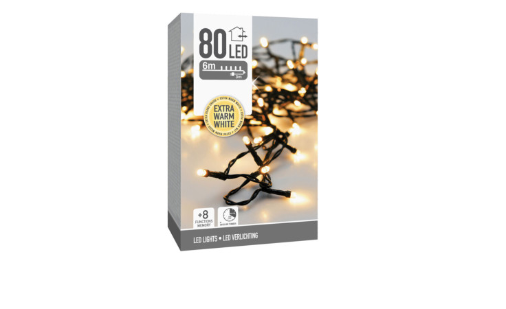 LED-Lichterkette 80 LEDs, 6m lang mit Schwarz Draht-perfekt für stimmungsvolle Dekoration und Zubehör.