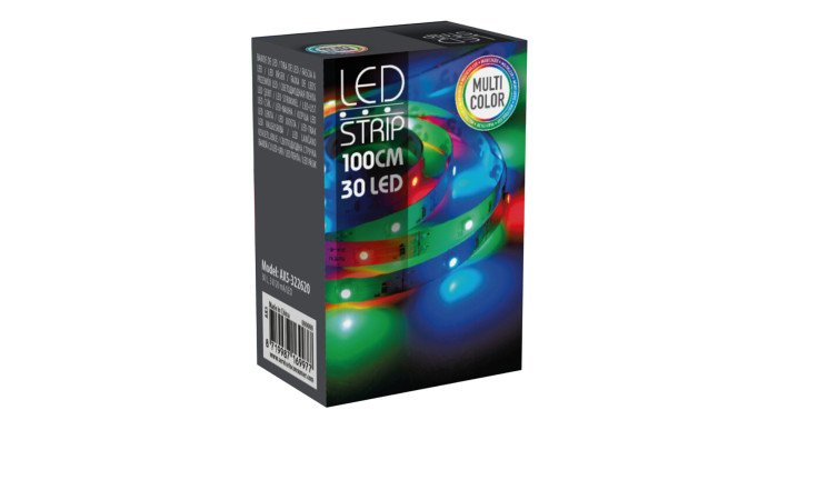 LED-Streifen 1 m mit 30 LEDs für mehrfarbige Dekoration; inklusive passendem Zubehör.