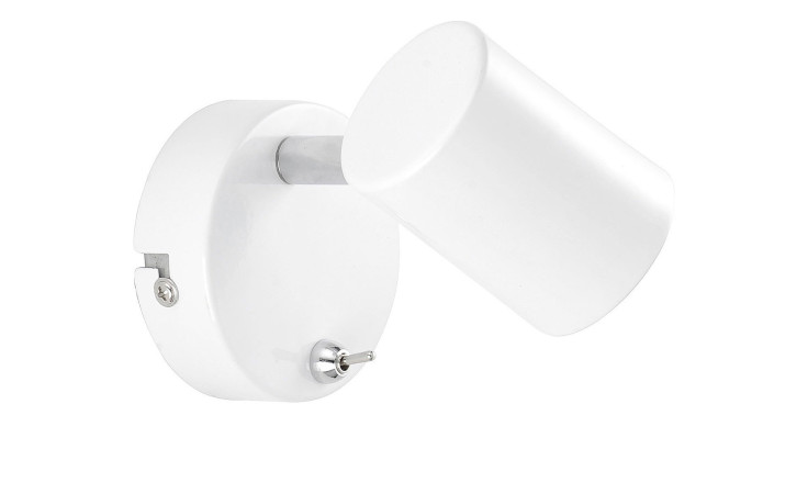 Wandleuchte Tarik von Leuchten Direkt: moderner weißer Strahler mit Glaskopf, Sockelschalter und inkl. Leuchtmittel.