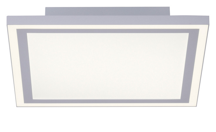 Leuchten Direkt LED-Deckenleuchte Edging: moderne quadratische Deckenleuchte, grauer Rand, mattierte Mitte, inkl. Leuchtmittel.