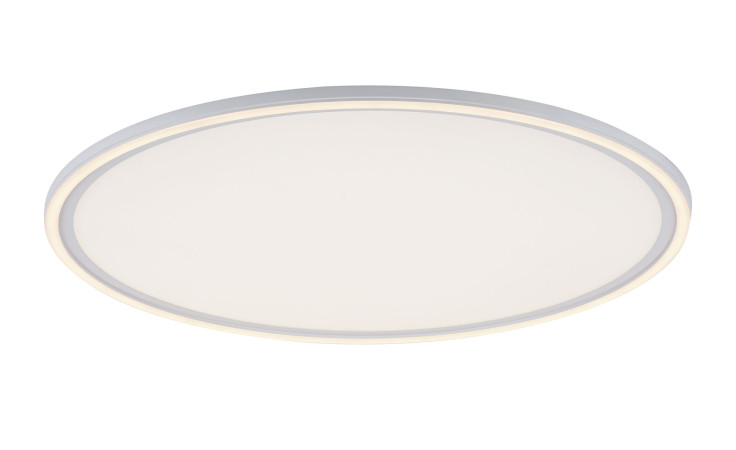 Runde, weiße LED-Deckenleuchte Edging 60 cm aus Kunststoff mit dünnem Leuchtrand; Leuchtmittel inklusive.