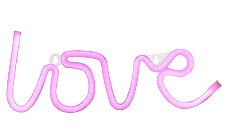 LED-Bild - Neon-Love: pinkes Neon-Liebeszeichen mit Kunststoffrahmen; Leuchtmittel inklusive.