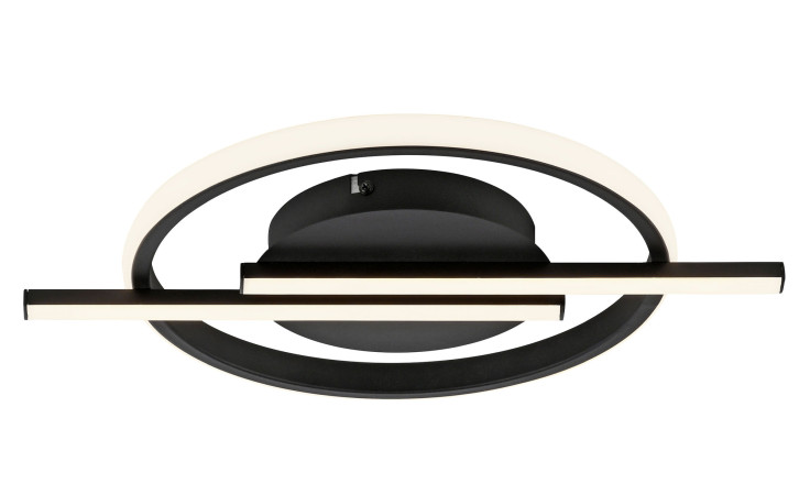 LED-Deckenleuchte Korsa 31 cm in Schwarz Eisen mit runden LED-Elementen, Leuchtmittel inklusive.