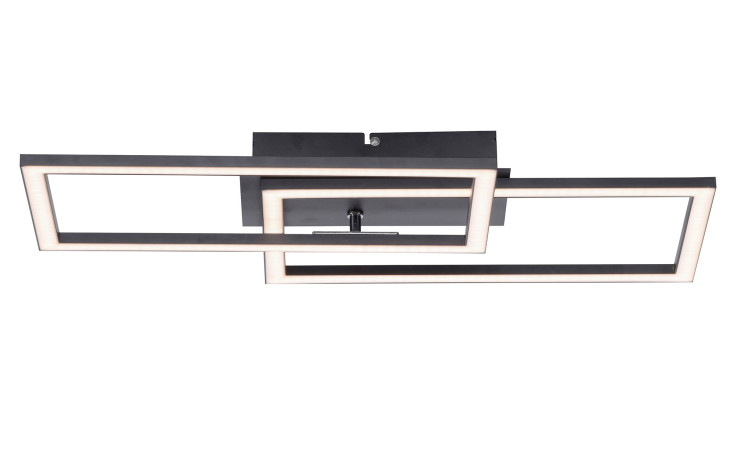 LED-Deckenleuchte Iven von Leuchten Direkt in Schwarz, 2 sich überlappende LED-Rahmen aus Metall, inklusive Leuchtmittel.