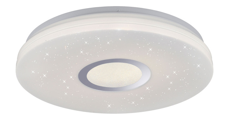LED-Deckenleuchte Jonas von Leuchten Direkt, rund, weiß, Kunststoff, Sternmuster, Leuchtmittel inklusive.