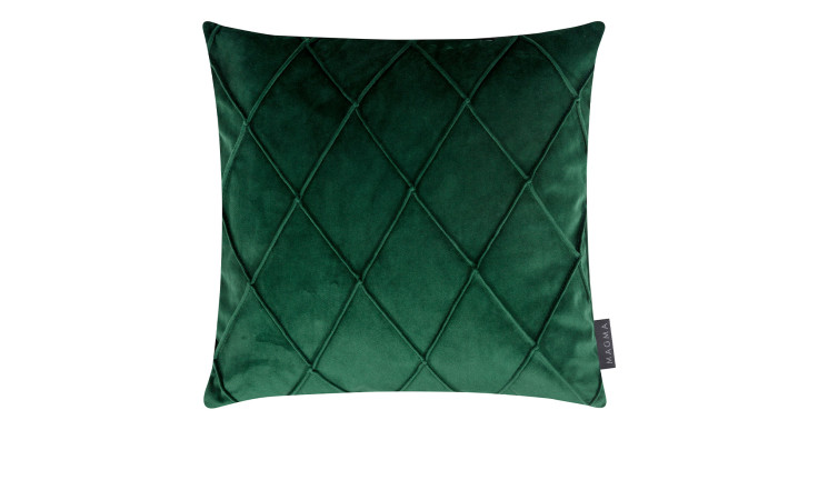 Die Kissenhülle Nobless 40x40 cm ist aus grünem Synthetikfaser-Samt und diamantgesteppter Optik gefertigt.