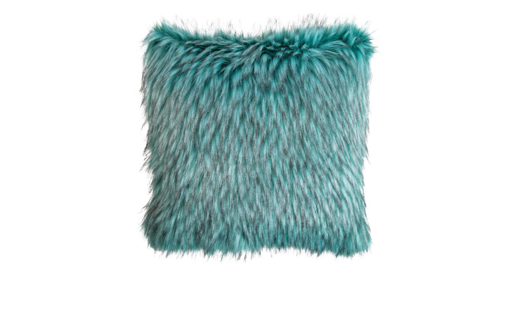 Kissenhülle Cuddly 40 x 40 cm in grün mit zotteliger Synthetikfaser-Oberfläche vor weißem Hintergrund.