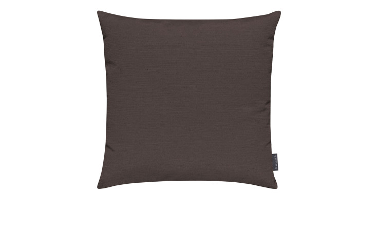 Rechteckige Kissenhülle Fino 50 x 50 cm, dunkelbraun, Mischgewebe, feine Textur, kleines Seitenetikett.
