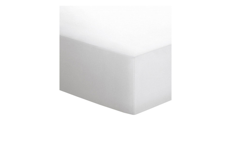 Bettlaken Linon 150 x 250 cm bedeckt die Ecke einer Matratze auf schlicht weißem Hintergrund.