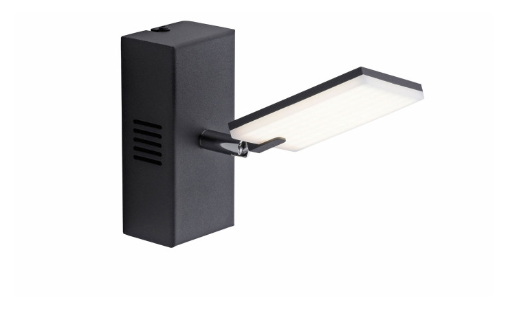 Die Paul Neuhaus LED-Wandleuchte Pure-Mira ist eine moderne Schwarz Metall Wandleuchte mit einem verstellbaren flachen LED-Panel.