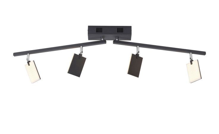 Die Paul Neuhaus LED-Deckenleuchte Pure-Mira verfügt über 4 verstellbare LEDs auf gewinkelten Metallstäben in modernem Schwarz-Weiß.
