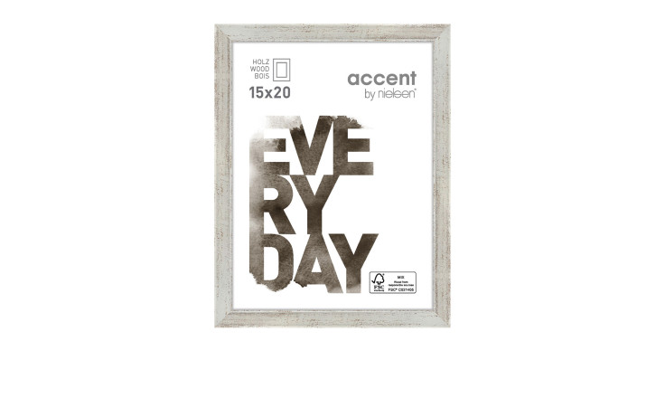 Holz-Bilderrahmen Zoom 15 x 20 cm in silber.